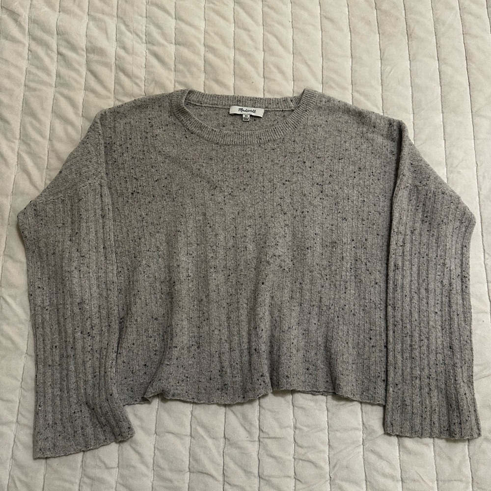 Madewell Gray Ribbed Knit Sweater